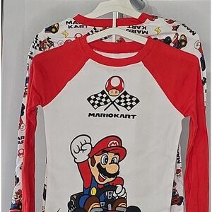 Mario Kart Boys Pajama 2 Sets Size 8 Cotton Long Sleeve Graphic Print Multicolor